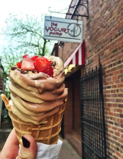 YoPo Cone in front of Sign